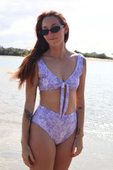 Sustainable womens Swimwear  floral  lilac