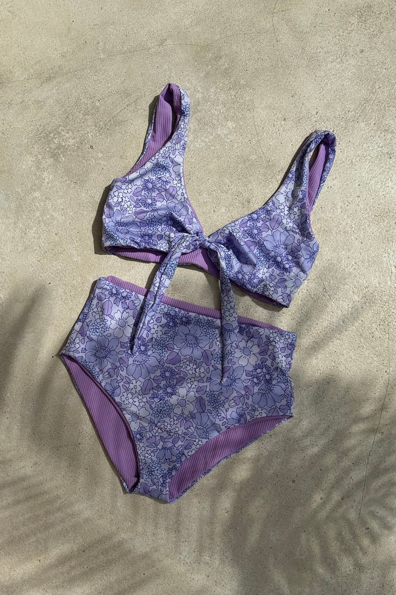 Sustainable womens Swimwear  floral  lilac